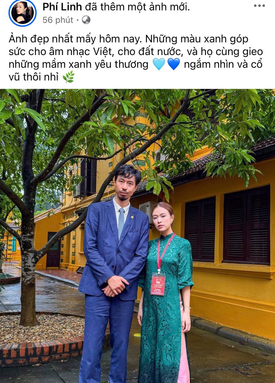 MC Phí Linh chia sẻ bức ảnh Hoàng Thuỳ Linh và Đen Vâu trên trang cá nhân