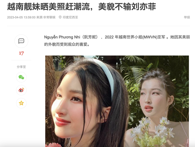 Á hậu Phương Nhi gây chú ý ở Trung Quốc