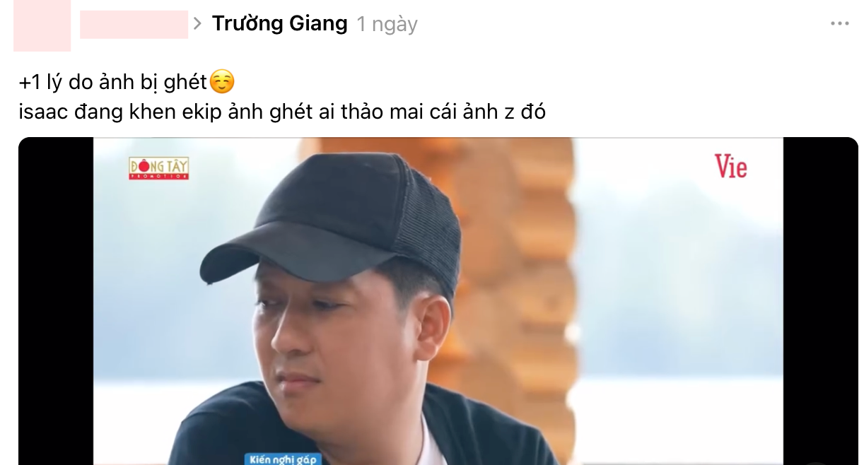 Trường Giang thể hiện sự khó chịu