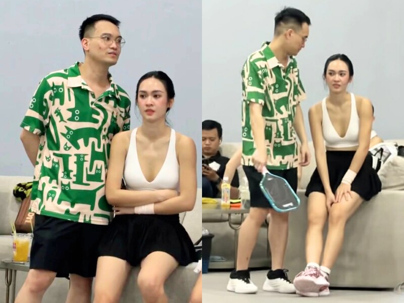 Đoạn clip muốn 'chôn vùi' của bạn gái Đức Phạm - Ảnh 1. Vũ Thúy Quỳnh và Đức Phạm thân thiết trong giải đấu pickleball