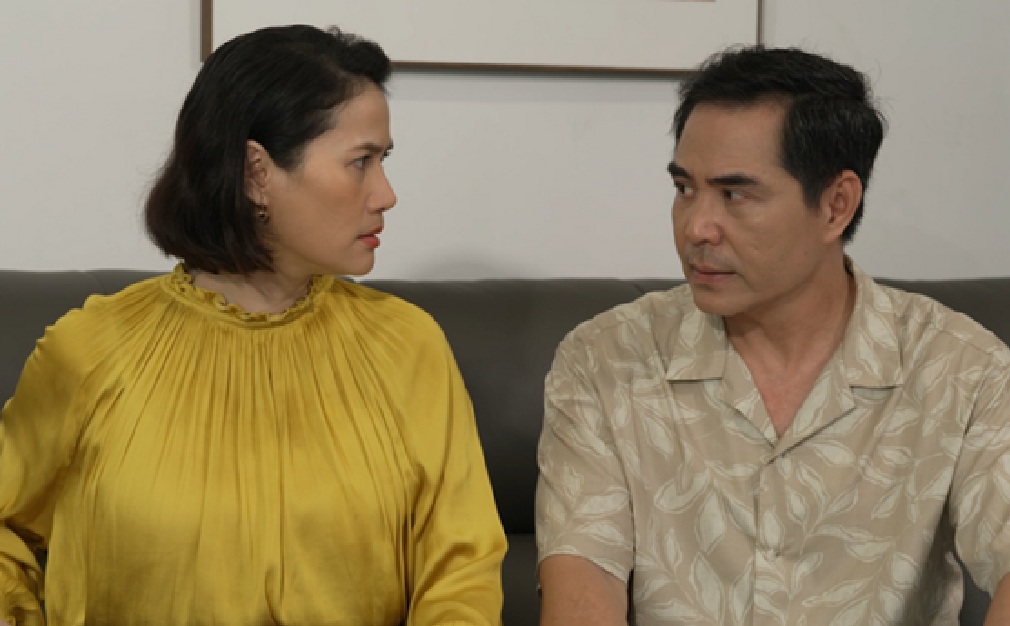 Thân Thúy Hà và Trung Dũng trên phim trường Cảnh quay chung của Thân Thúy Hà và Trung Dũng