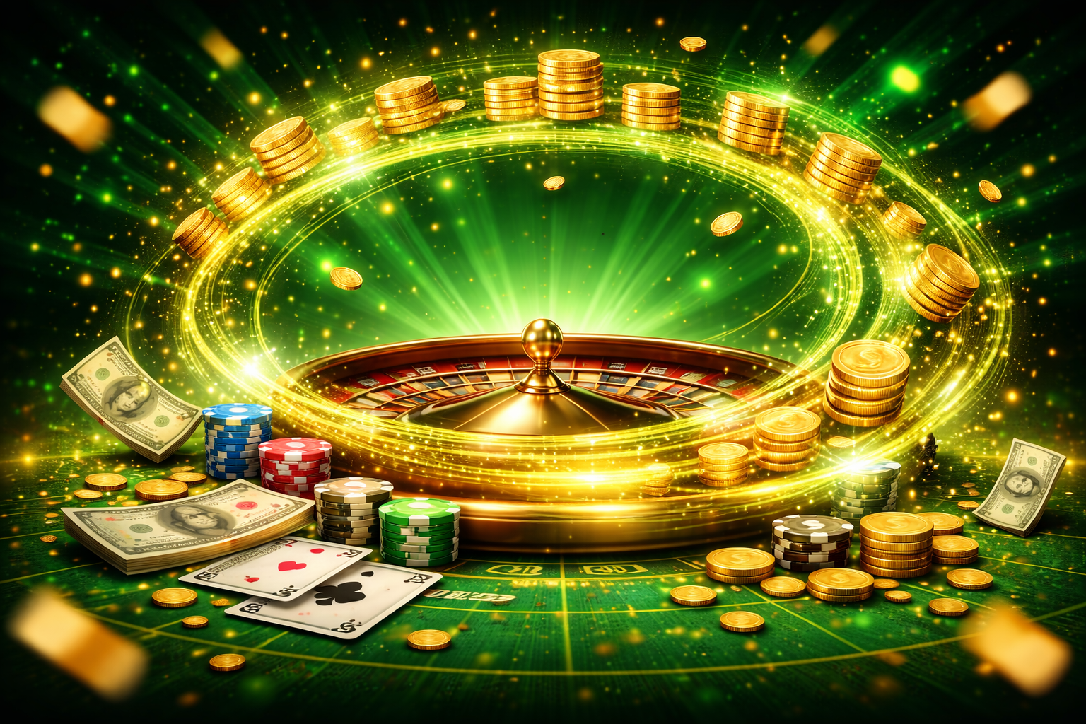 Bàn quay roulette và ván bài bài trí